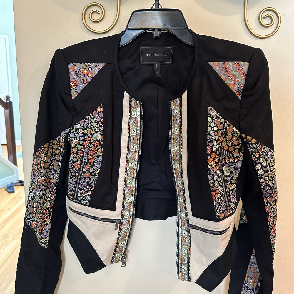 Embroidered Black and Cream Jacket by BCBGMAXAZRIA